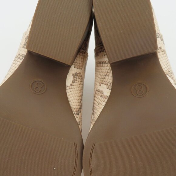 SO Womens 8 BARB Bone Snake Print Faux Leather Cut Out Ankle Booties Boots NEW - Picture 10 of 14